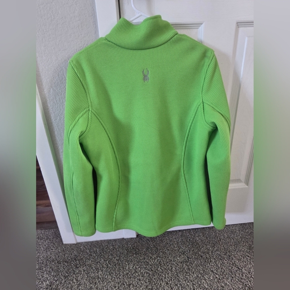 Spyder Core Sweater full-zip jacket in a bright lime green color.  - Picture 2 of 3